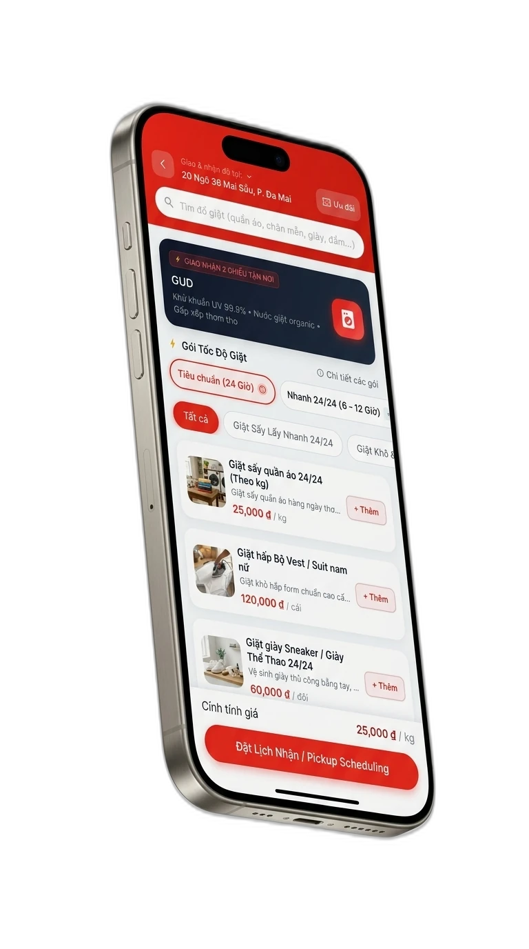 GUD Home Laundry Booking App UI